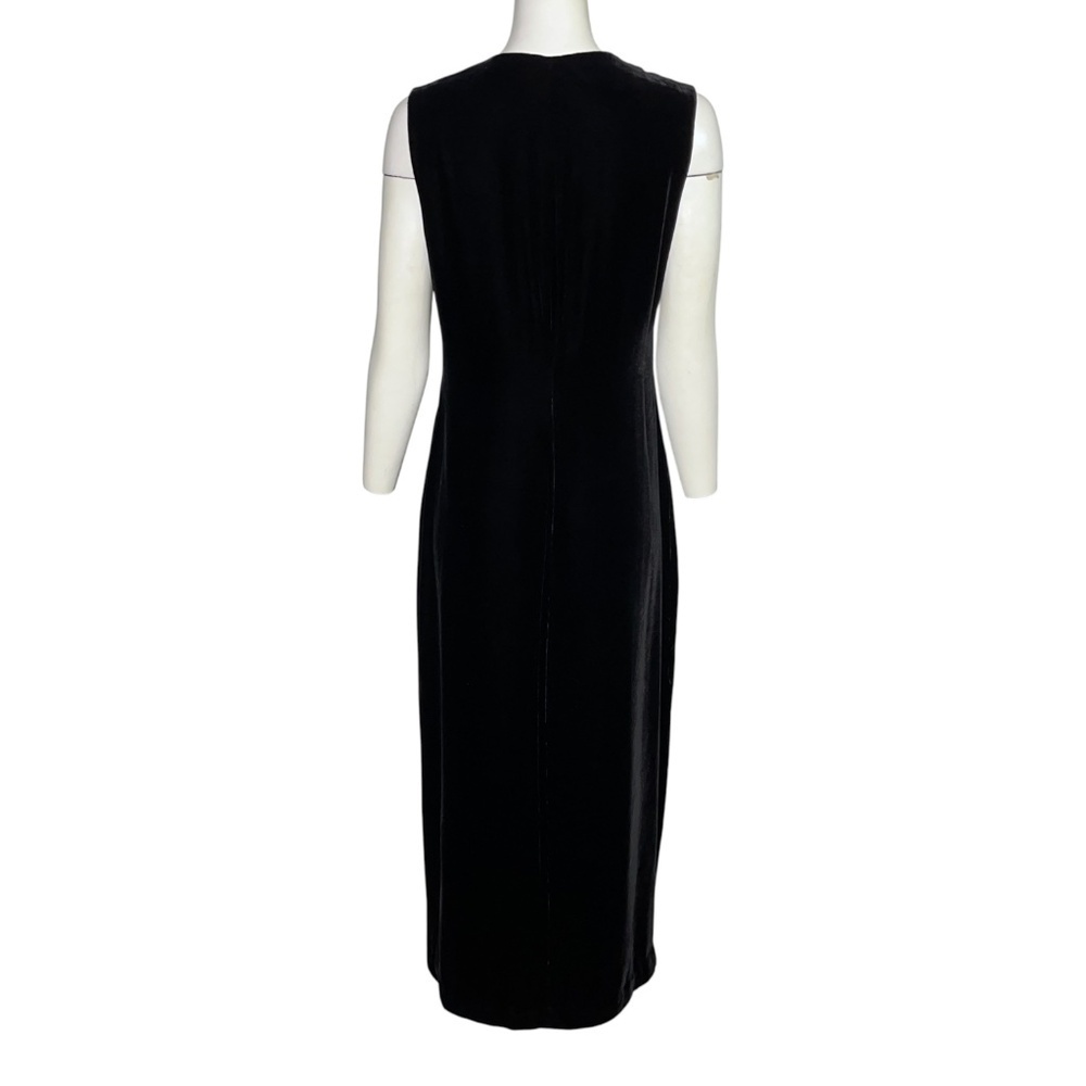 HARARI Luxurious Draped Velvet Maxi Dress Women's Size M Solid Black Vintage Y2K - Picture 4 of 9